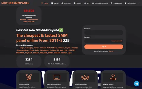mothersmmpanel.com homepage