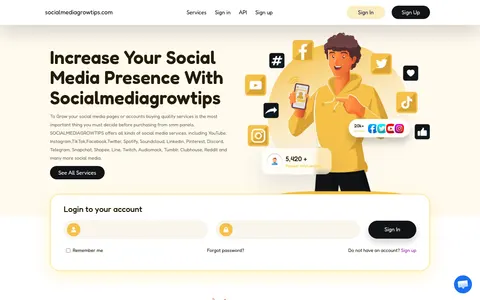 socialmediagrowtips.com homepage
