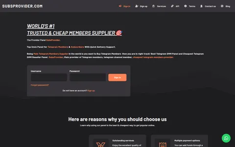 subsprovider.com homepage