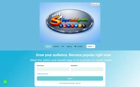 supersocialgrowth.com homepage