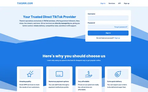 tiksmm.com homepage