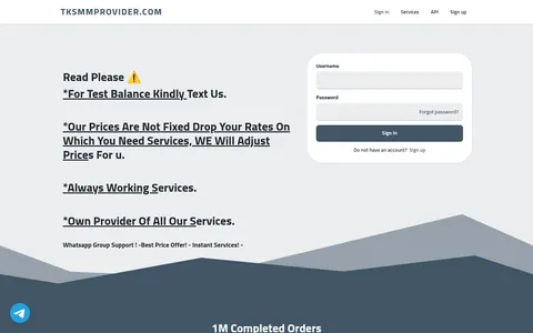 tksmmprovider.com homepage