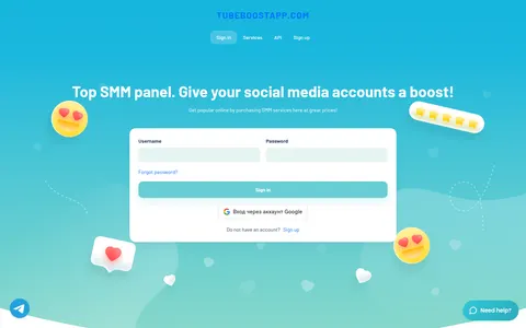tubeboostapp.com homepage