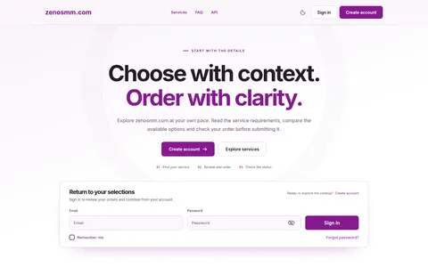 zenosmm.com homepage