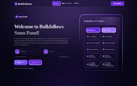 bulkfollows.com homepage