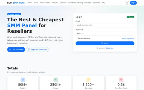 bulksmmpanel.com homepage
