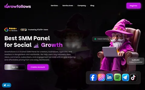 growfollows.com homepage
