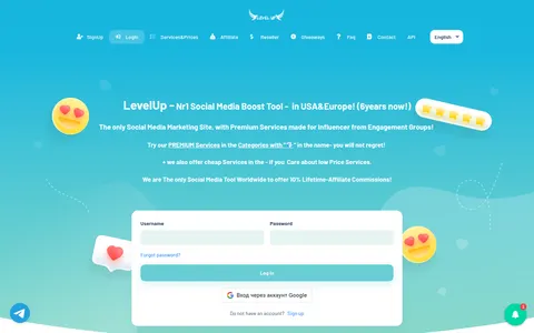 levelup-socialinfluencer.com homepage