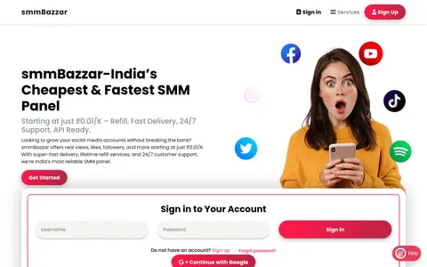 smmbazzar.com homepage