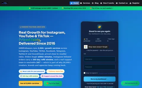 smmfollowers.com homepage