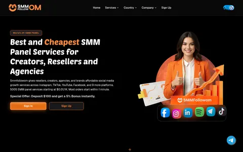 smmfollowom.com homepage
