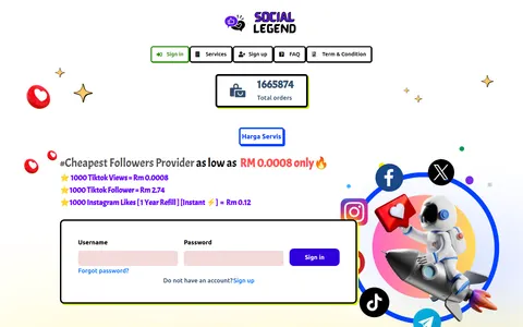 sociallegend.com.my homepage