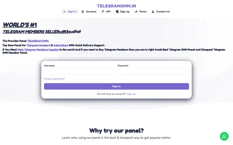 telegramsmm.in homepage