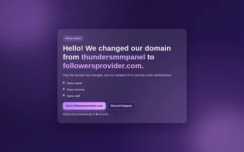 thundersmmpanel.com homepage