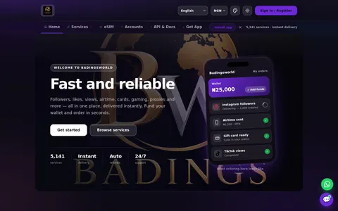 badingsworld.com homepage