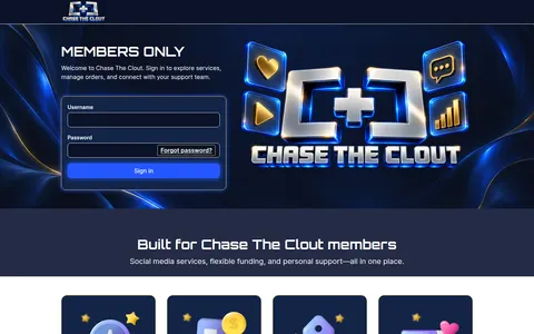 chasetheclout.com homepage