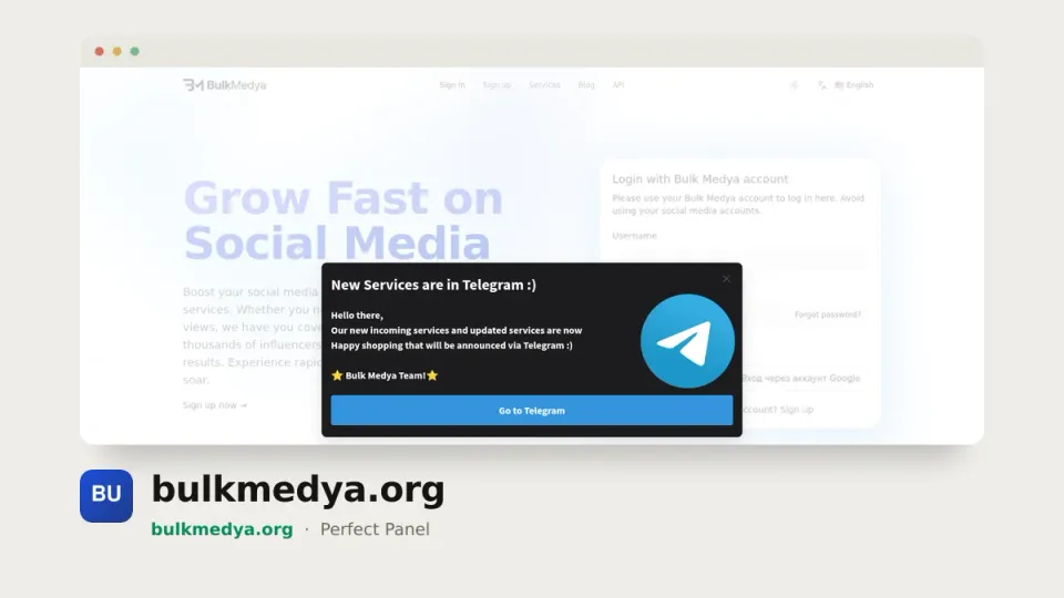bulkmedya.org homepage — #13 most popular SMM panel of 2026 by real orders