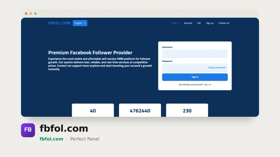 fbfol.com homepage — #47 most popular SMM panel of 2026 by real orders