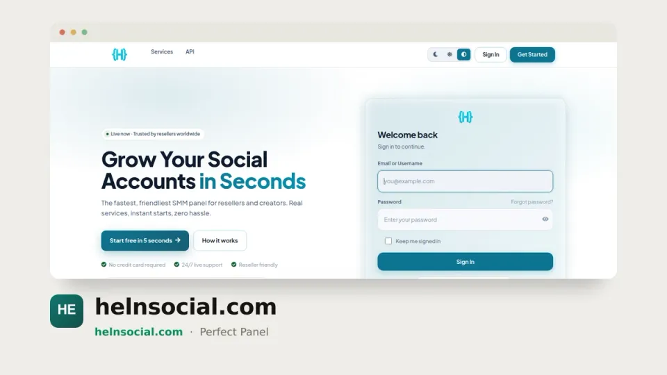 helnsocial.com homepage — #43 most popular SMM panel of 2026 by real orders