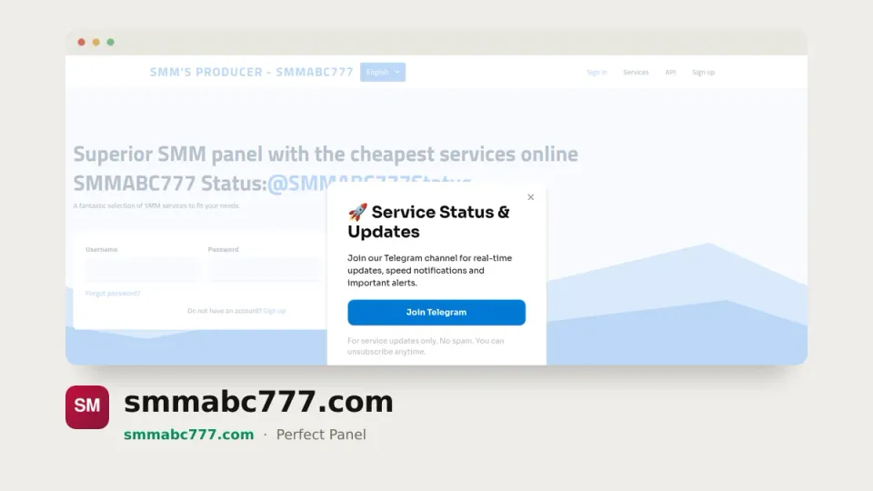 smmabc777.com homepage — #9 most popular SMM panel of 2026 by real orders