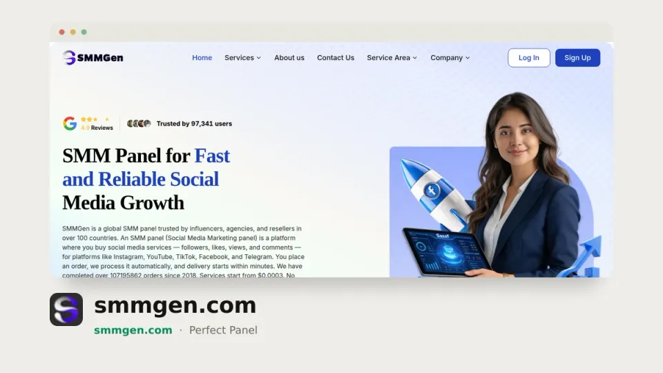 smmgen.com homepage — #4 most popular SMM panel of 2026 by real orders
