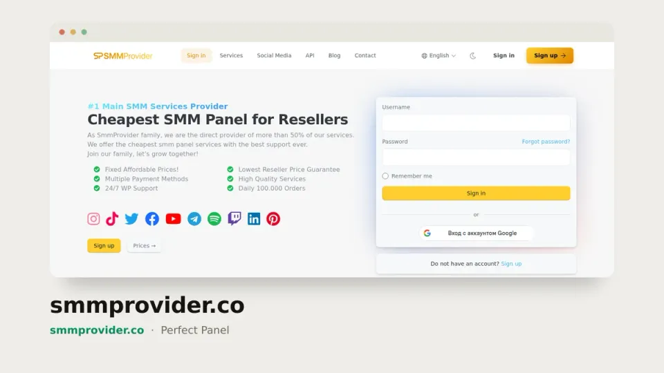 smmprovider.co homepage — #31 most popular SMM panel of 2026 by real orders